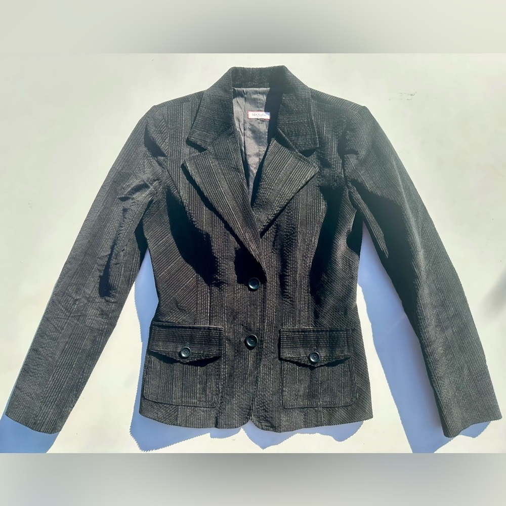 Max&Co. (Max Mara) Womens Black Textured Corduroy Blazer Jacket, It 44 US 10 (8)